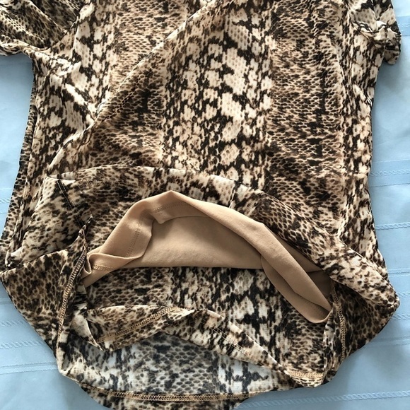 INC Snakeskin Animal Print Mesh Blouse. 3/4 sleeve  stretchy pullover top 12P - Picture 5 of 9